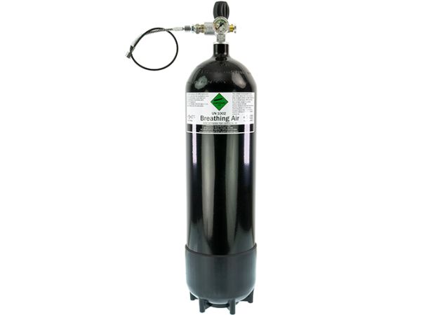 Persluchtfles MDE 12 liter 300 bar met manometer en slang